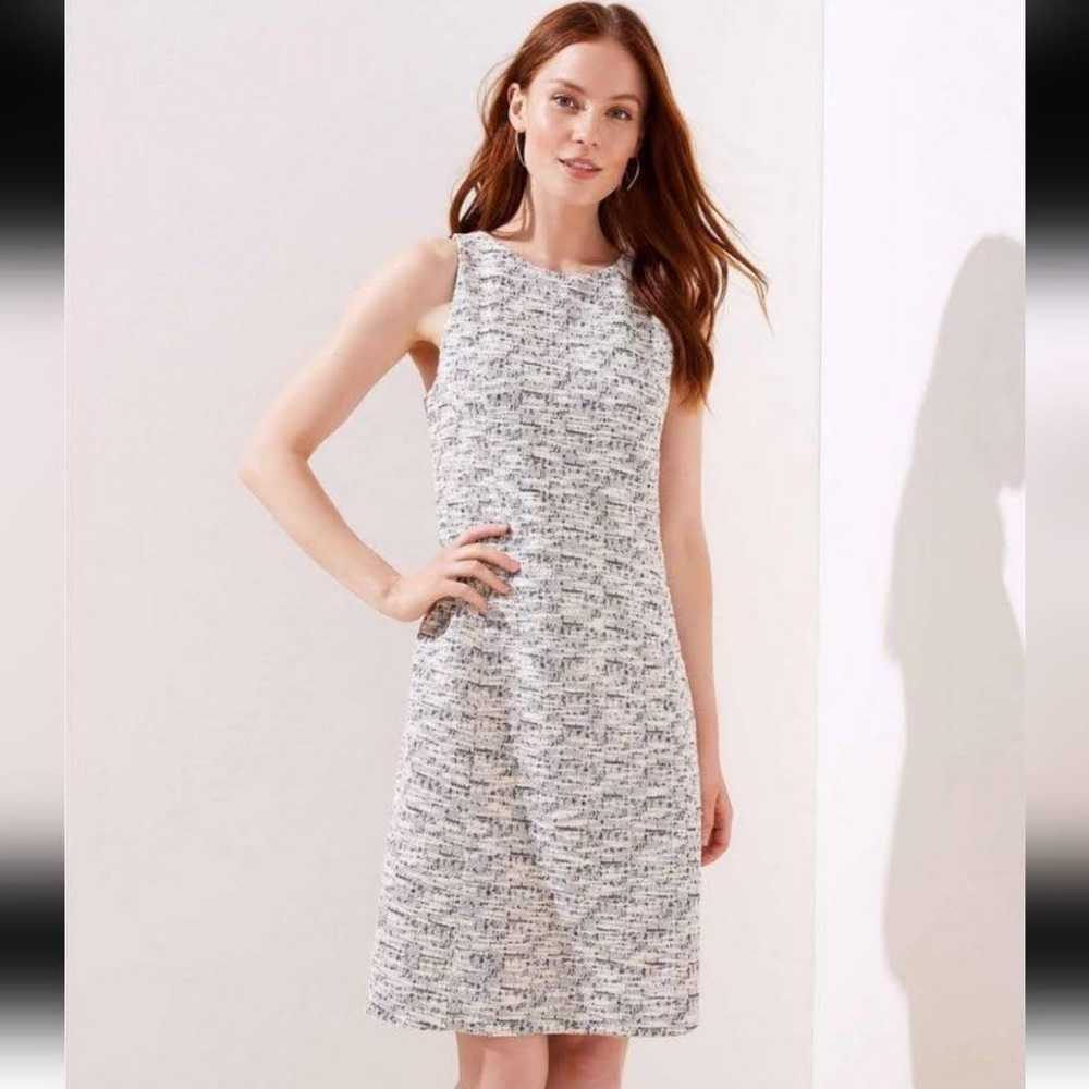 LOFT Mini Dress, heathered black and white sleeveless dress, size 4